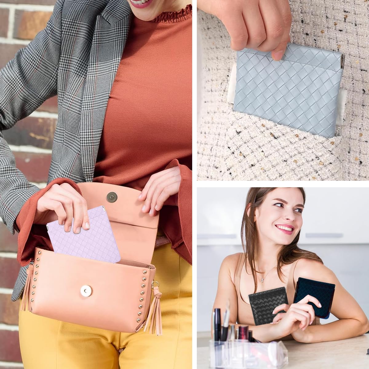 MAYCREATE 4Pcs Small Makeup Pouch Small Pouches Makeup Bag Mini PU Leather Cosmetic Bag Weave Makeup Pouches for Women Pocket Purse for Coin Lipstick Jewelry Organizer MAYCREATE 4Pcs Small Makeup Pouch Small Pouches Makeup Bag Mini PU Leather Cosmetic Bag Weave Makeup Pouches for Women Pocket Purse for Coin Lipstick Jewelry Organizer